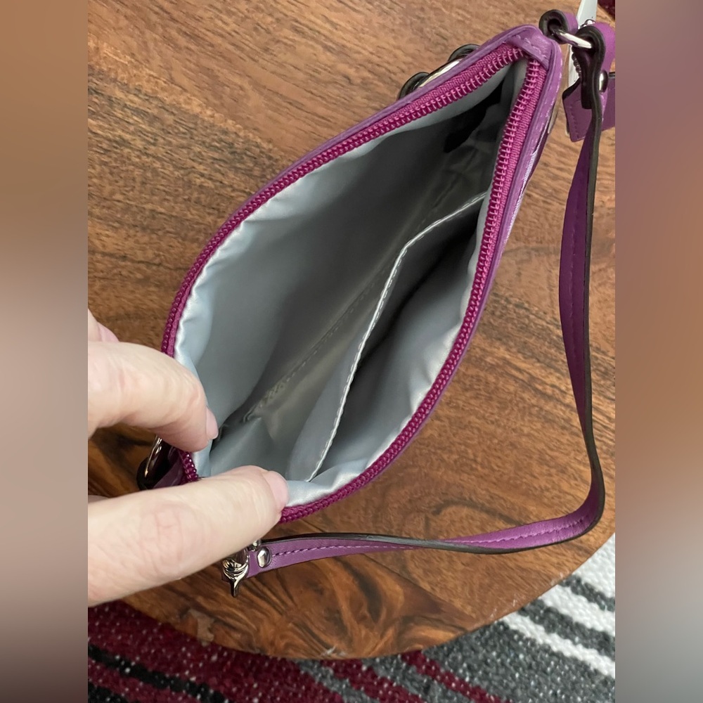 COACH Purple Signature Jacquard Wristlet w/Purple Leather Trim - Picture 7 of 9